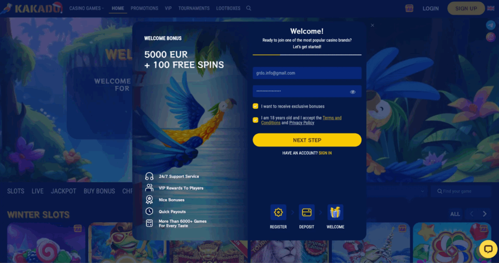 Kakadu Casino registratie
