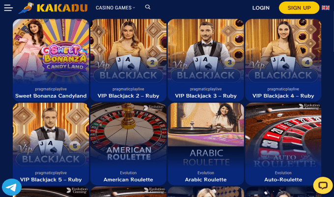Kakadu Casino live casino